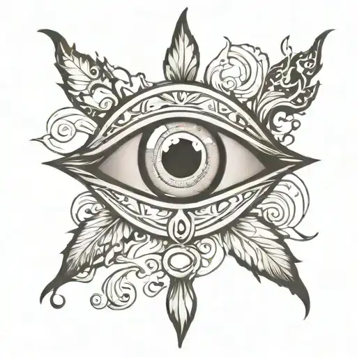 evil eye  with smoke  tattoo design idea