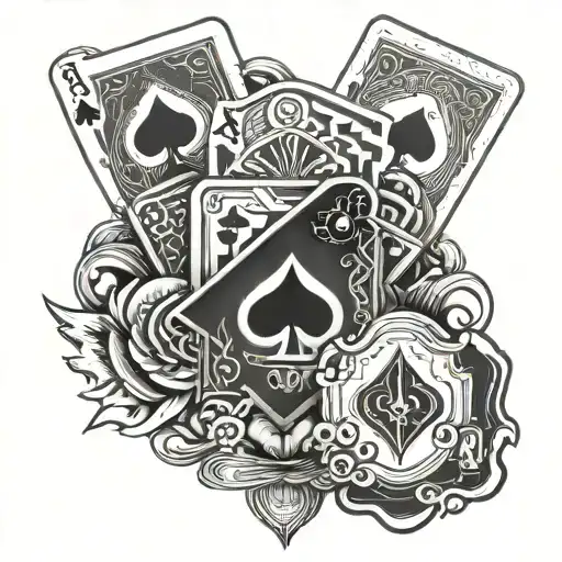 3 aces poker card, dart arrow tattoo design idea