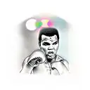 a tattoo on how  religion influenced Muhammad Ali's life and aspects that are relevant within his religion in his everyd tattoo design idea