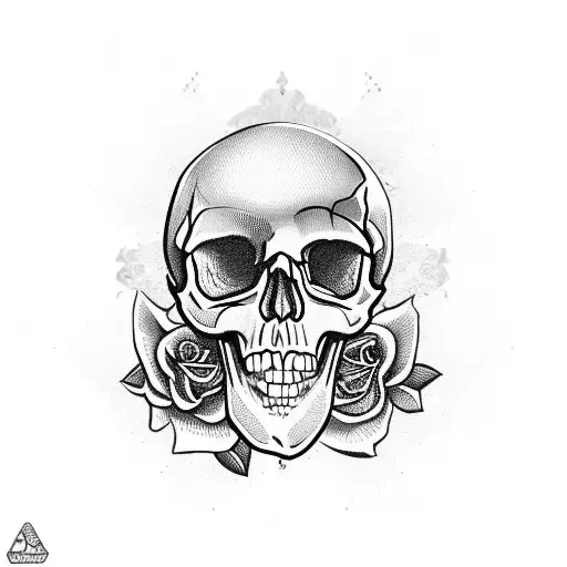 skull with roses tattoo design idea
