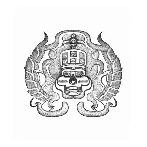 mayan temple negative smoke Colombian flag tattoo design idea