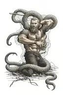 Ragnar Lothbrok lying in a snake pit tattoo design idea