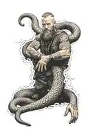 Ragnar Lothbrok lying in a snake pit tattoo design idea