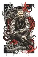 Ragnar Lothbrok lying in a snake pit  tattoo design idea