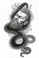 Ragnar Lothbrok lying in a snake pit tattoo design idea