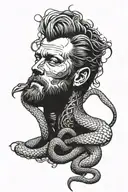 Ragnar Lothbrok lying in a snake pit tattoo design idea