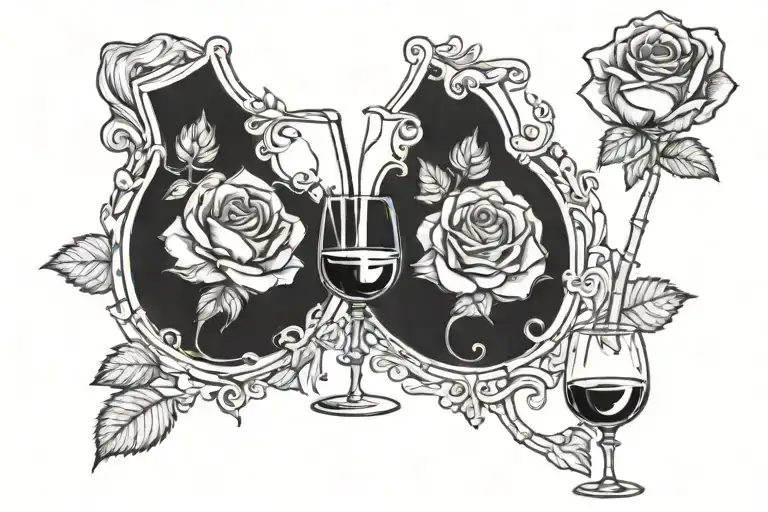 Wine, Rose, Heartbreak, Wineglas,vibe tattoo design idea