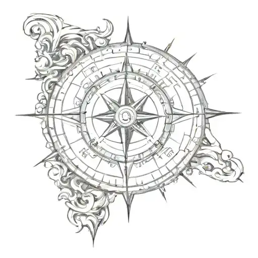 compass with a cross and the letters LWH as the directions  tattoo design idea