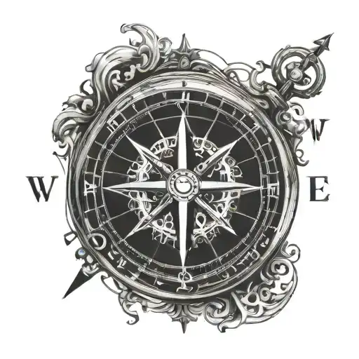 compass with a cross and the letters LWH as the directions  tattoo design idea