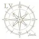 compass with a cross and the letters LWH as the directions  tattoo design idea