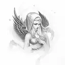 Job from Bible with storm and lighting around tattoo design idea