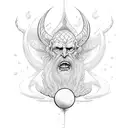 Job from Bible with storm and lighting around tattoo design idea