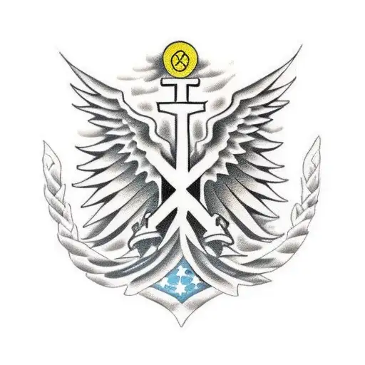 american flag tattoo with christian cross on top tattoo design idea
