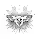 Stranger Things bat crossed with a biblically acurate angel tattoo design idea