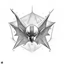 Stranger Things bat crossed with a biblically acurate angel tattoo design idea