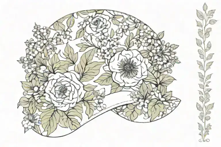 botanical/floral over the knee cap tattoo design idea