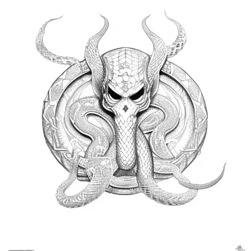 The Midgard serpent wrapped around the upper arm as a big chain tattoo design idea