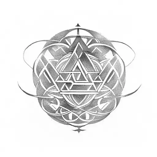 Quero uma tatuagem no antebraço com um valknut,  um vegvisir, uma yggdrasil, dois corvos, um Mjölnir e com algumas runas tattoo design idea