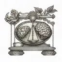 Weighing the heart and brain on the scales used to weigh tattoo design idea