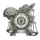 Weighing the heart and brain on the scales used to weigh tattoo design idea