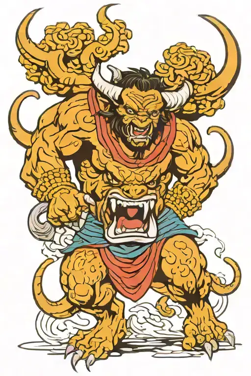 angry minotaur tattoo design idea