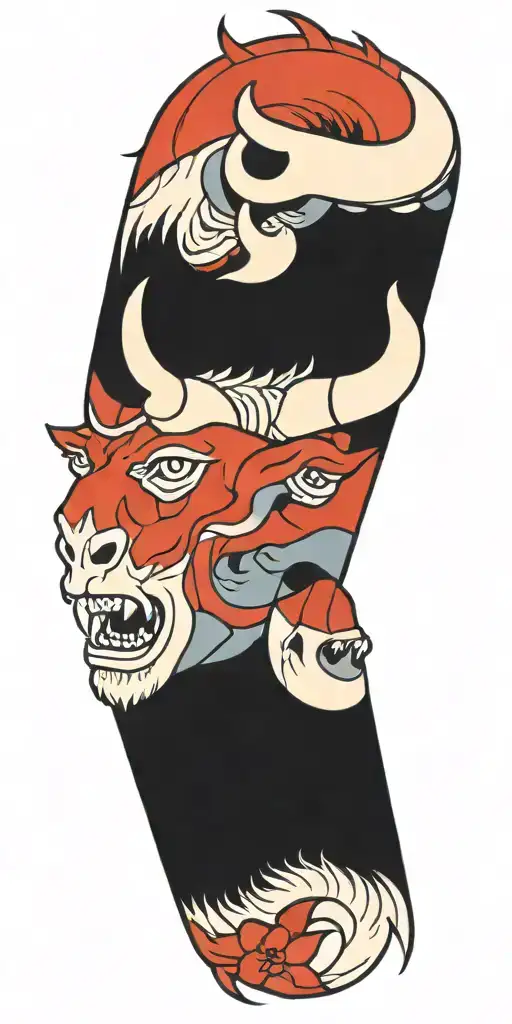 Kaleidescope minotaur head tattoo design idea