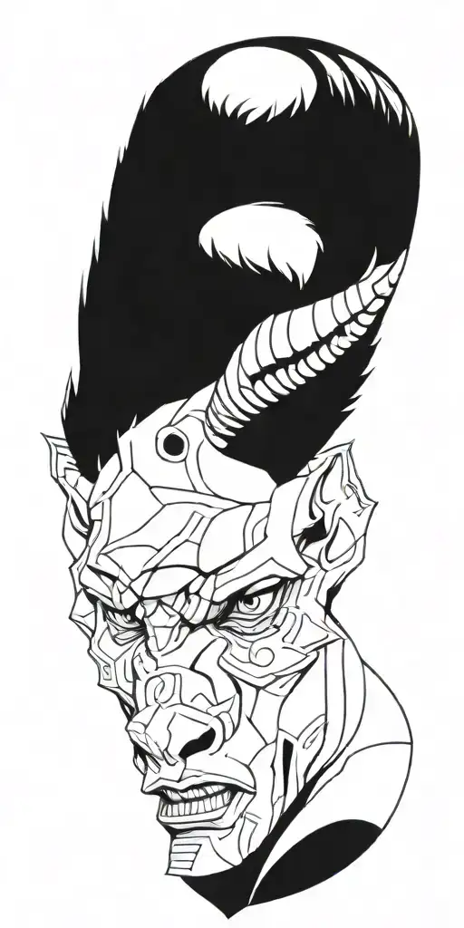 Kaleidescope minotaur head tattoo design idea