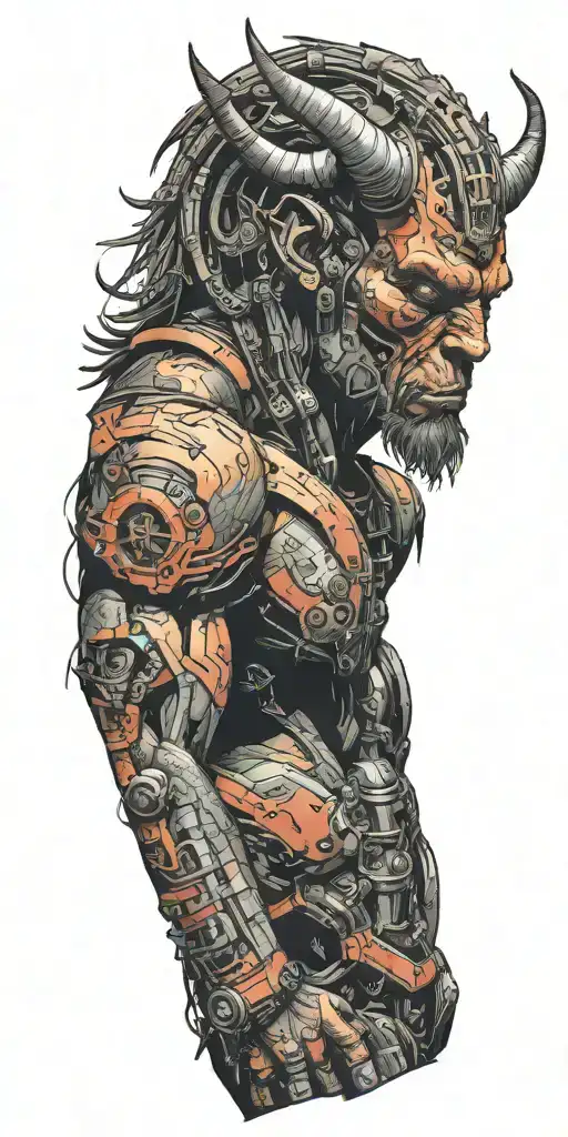 Cyberpunk Minotaur tattoo design idea