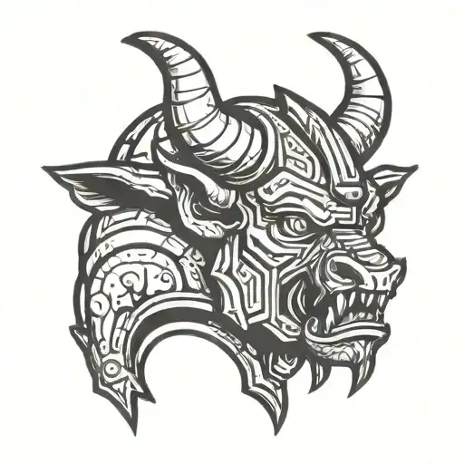 space minotaur head tattoo design idea
