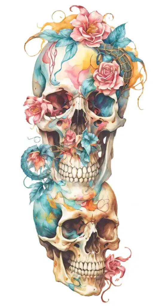  Color Skull and scorpion tattoo design idea