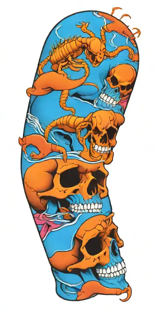 Skull and scorpion intertwined tattoo design idea