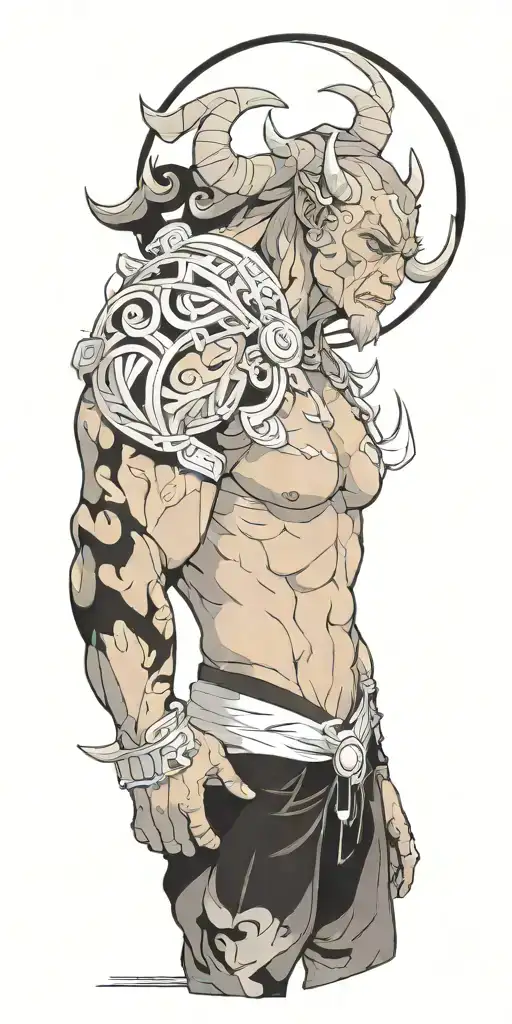 Kaleidescope minotaur tattoo design idea