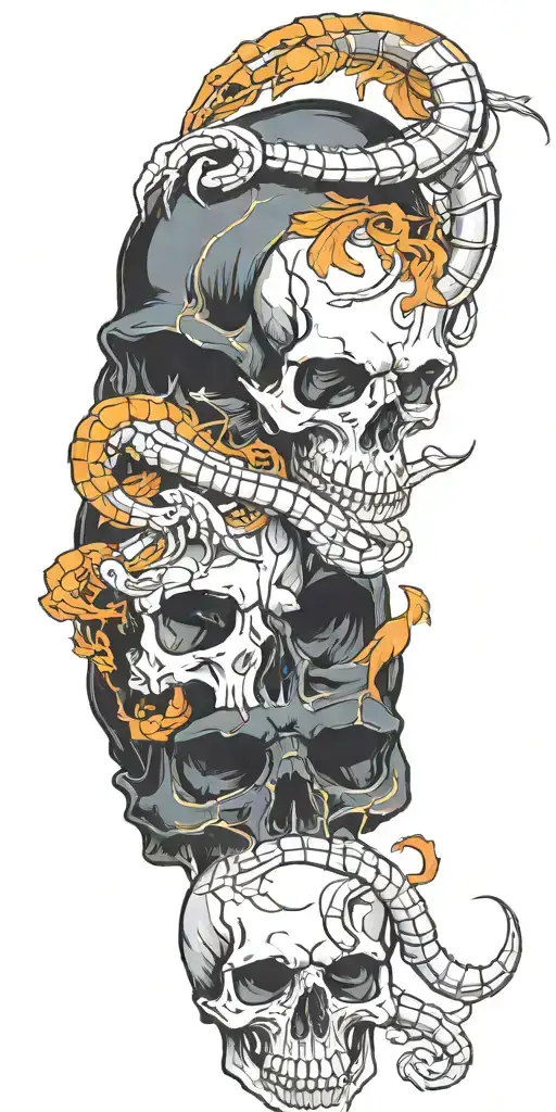  Color Skull and scorpion tattoo design idea