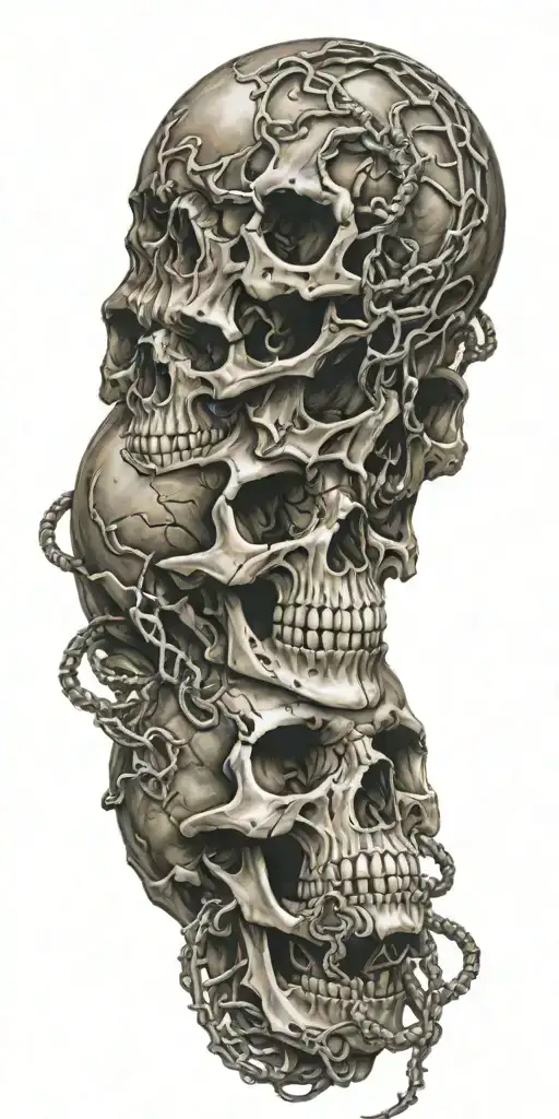 Skull and scorpion intertwined tattoo design idea