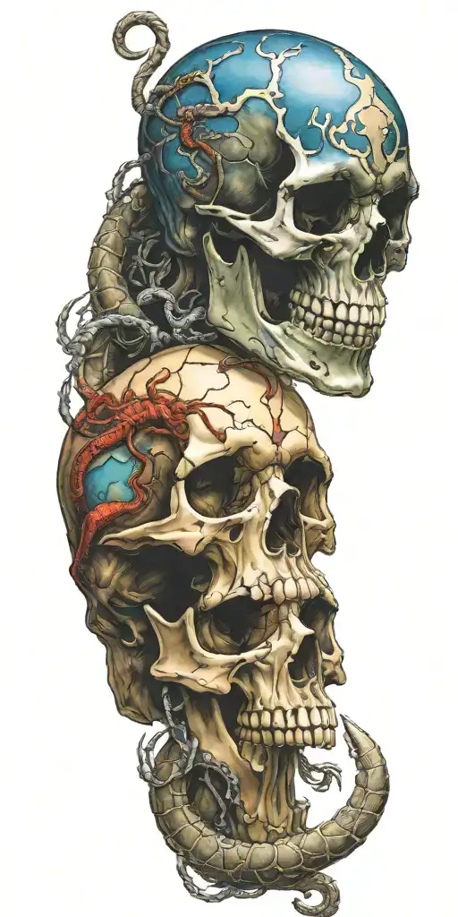  Color Skull and scorpion tattoo design idea