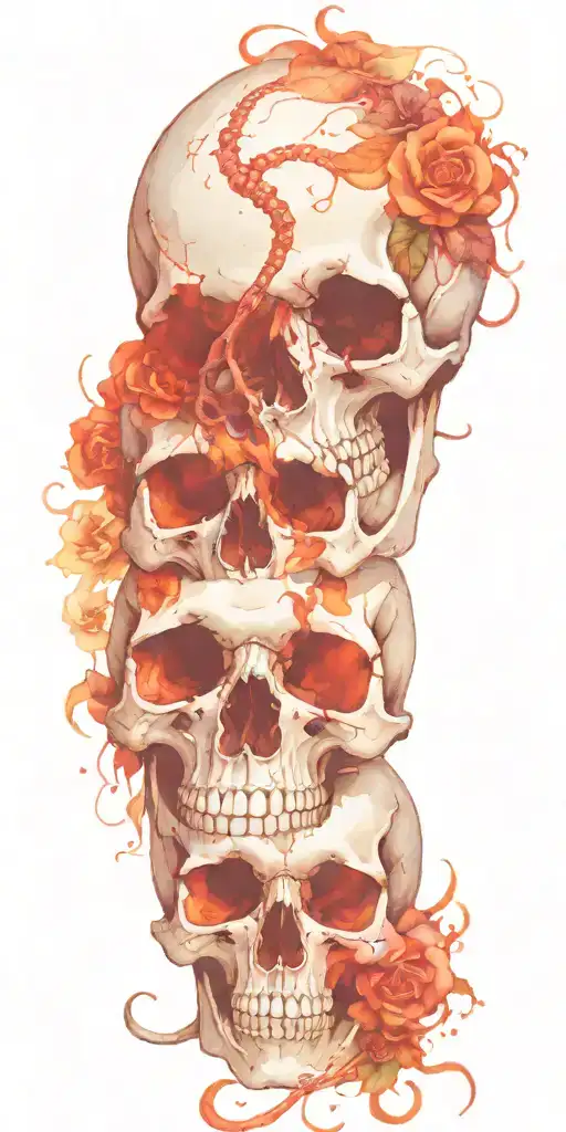  Color Skull and scorpion tattoo design idea