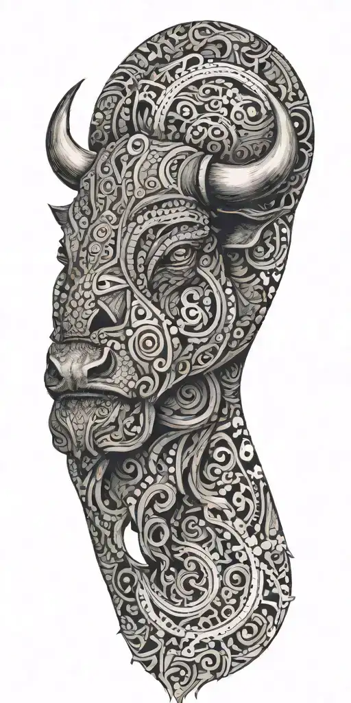 Kaleidescope bull head with lots of depth and movement  tattoo design idea