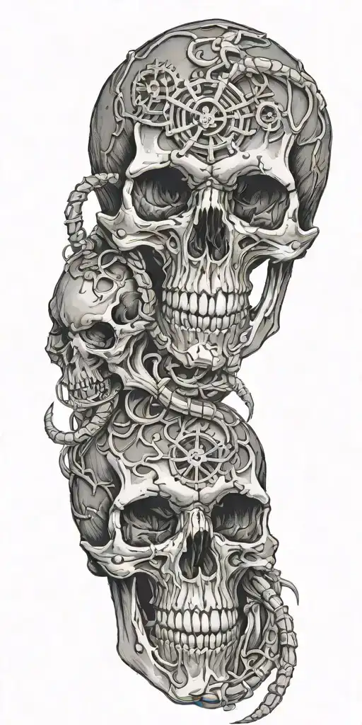 Skull and scorpion intertwined tattoo design idea