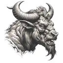 angry minotaur head tattoo design idea
