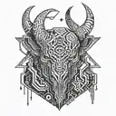 space minotaur head tattoo design idea