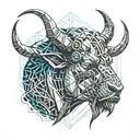 space minotaur head tattoo design idea