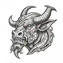 space minotaur head tattoo design idea