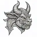 space minotaur head tattoo design idea