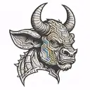 space minotaur head tattoo design idea