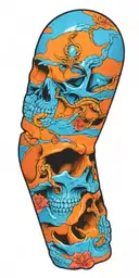 Skull and scorpion intertwined tattoo design idea