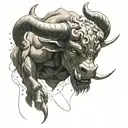 Overlord Anime inspired Minotaur with a space themed background tattoo design idea
