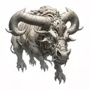 Overlord Anime inspired Minotaur with a space themed background tattoo design idea