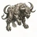 Overlord Anime inspired Minotaur with a space themed background tattoo design idea