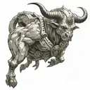 Overlord Anime inspired Minotaur with a space themed background tattoo design idea
