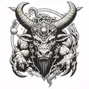 Overlord Anime inspired Minotaur with a space themed background tattoo design idea